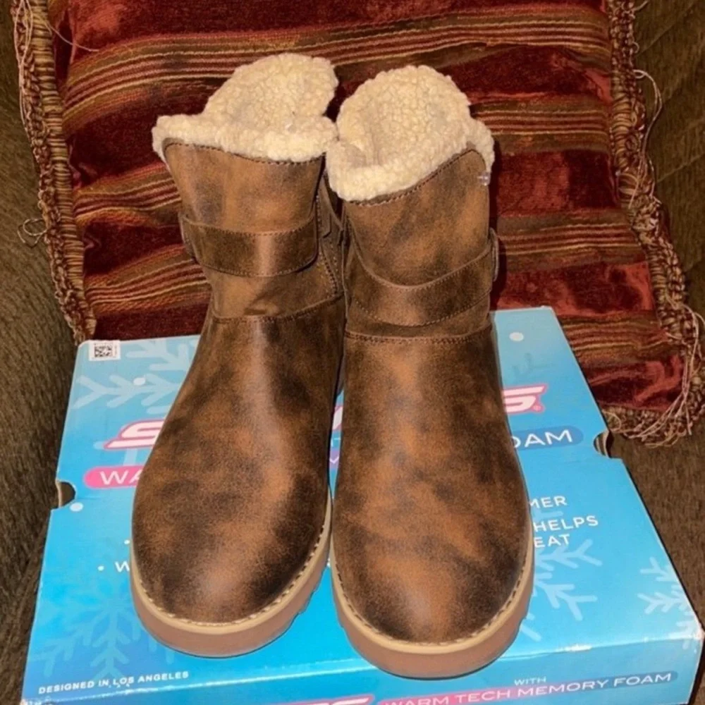 Skechers Chocolate Ankle Booties with Soft Lining